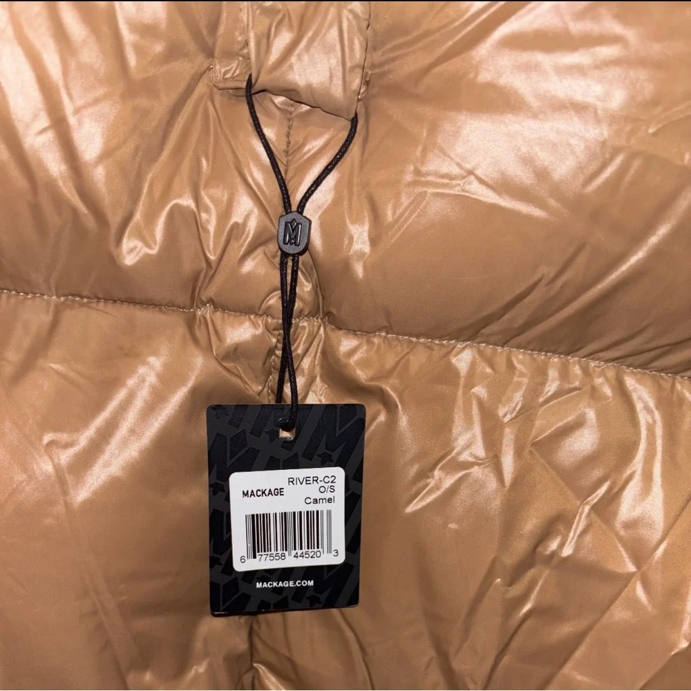 New! MACKAGE River Oversized Quilted Puffer Scarf Caramel Brown 🤎 OS NWT!